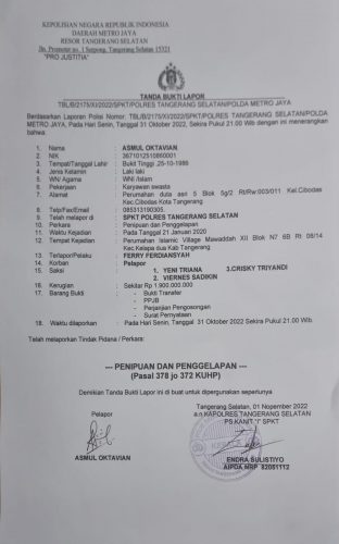 Polres Tangsel Terima Laporan Penipuan Penjualan Rumah